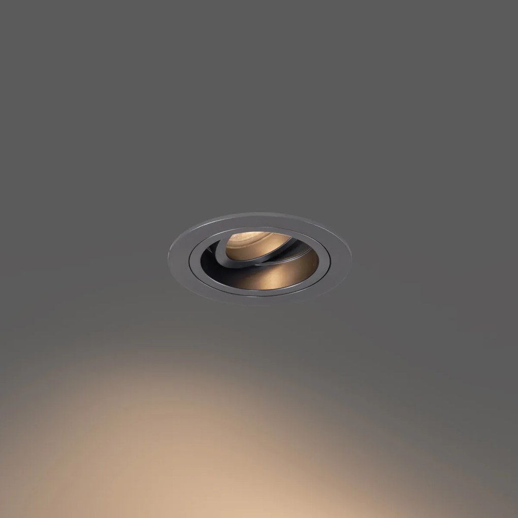 Modern beépíthető spotlámpa, antracit szürke, GU10, 50 mm, kerek, dönthető - Chuck