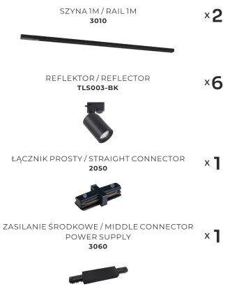 Zuma Line 3025 - Spotlámpa sínrendszerrel TORE 6xGU10/35W/230V fekete