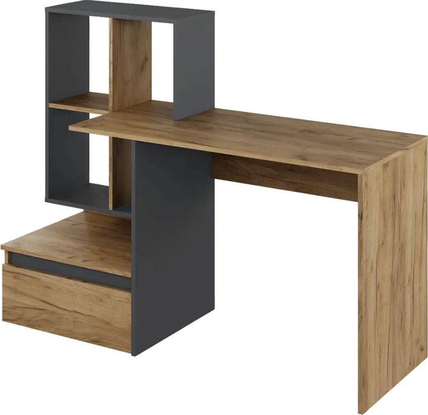 Számítógépasztal, artisan tölgy/grafit, NEREO 2 NEW