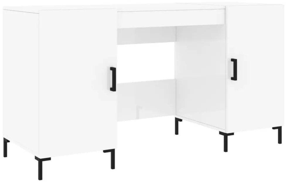 vidaXL magasfényű fehér színű szerelt fa íróasztal 140 x 50 x 75 cm