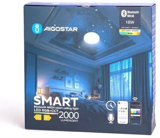 Aigostar LED RGBW fürdőszobai mennyezeti lámpa 18W 230V IP44 DO-val