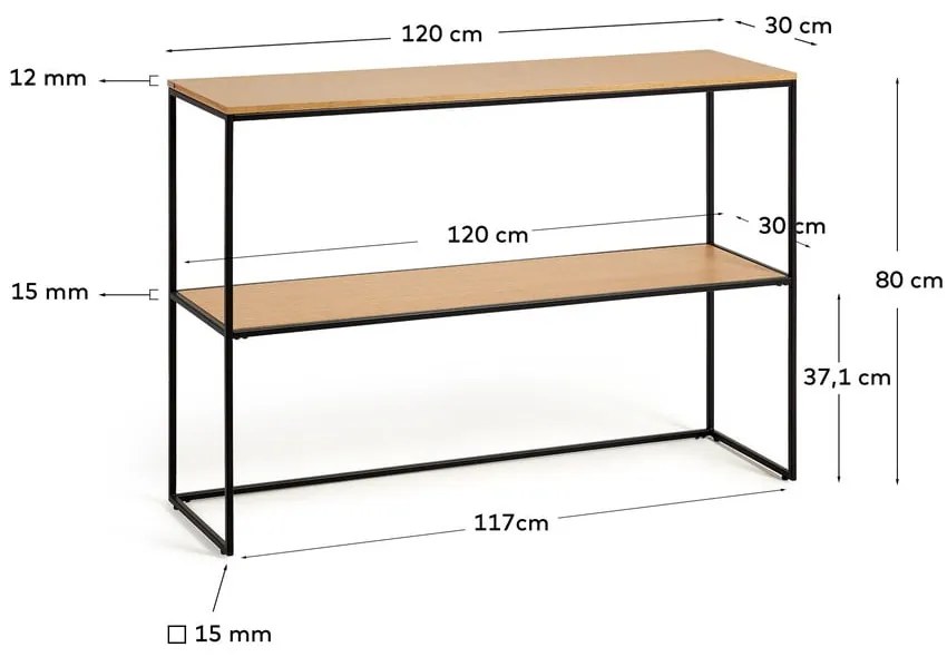Konzolasztal tölgyfa dekorral 120x30 cm Yona - Kave Home