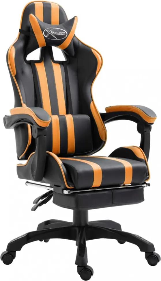 Narancssárga pu gamer szék lábtartóval