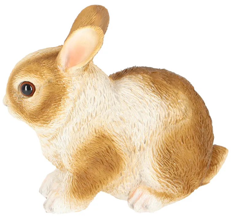 Törpenyúl polyresin szobor, tarka, kültéri és beltéri dekorációs kiegészítő