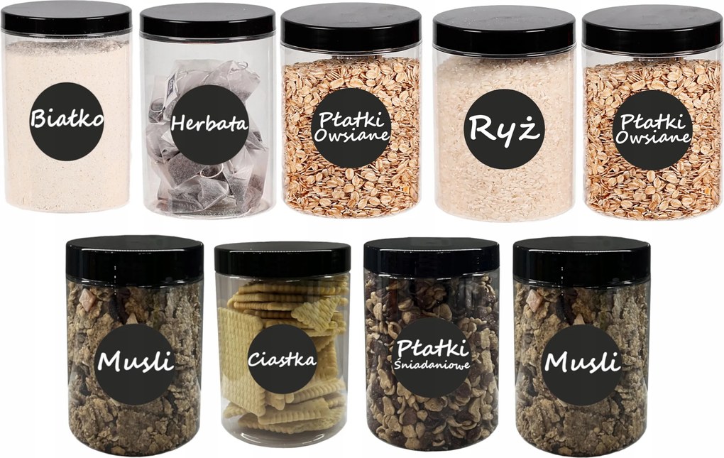 Ételtároló edények konyhai tésztatartó 1L 9 db címkék