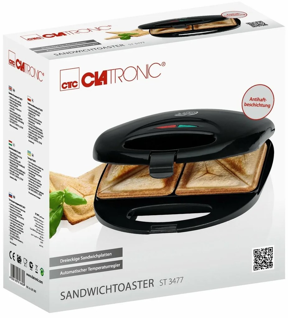 Clatronic ST 3477 szendvicskészítő, fekete