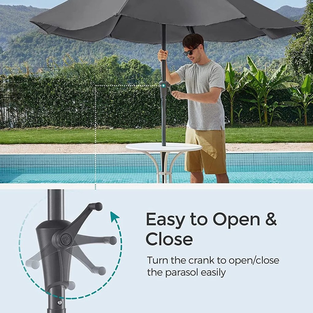 Kerti napernyő, kültéri napernyő 30°-ban dönthető, szürke