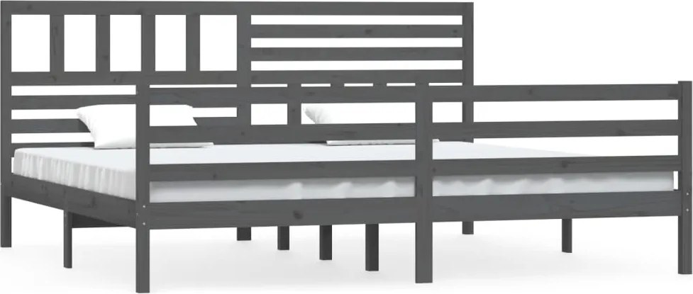 vidaXL szürke tömör fa ágykeret 200 x 200 cm