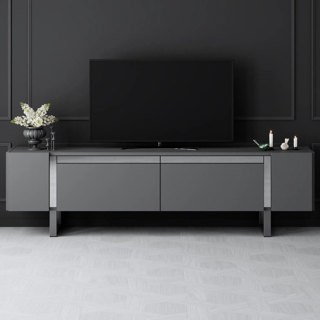 TV szekrény Yildiz - Anthracite, Silver