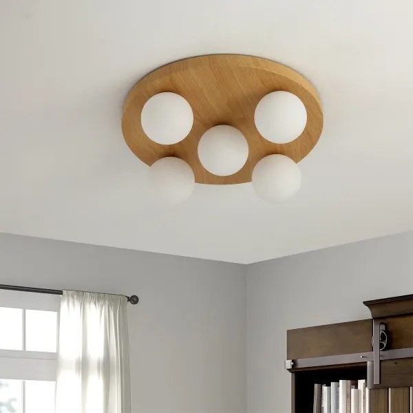 Brilagi - Mennyezeti lámpa LUND WOOD 5xG9/9W/230V átm. 40 cm kaucsukfa