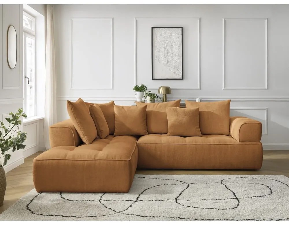 Mustársárga zsenília sarokkanapé (bal oldali-L alakú) Whesley – Bobochic Paris