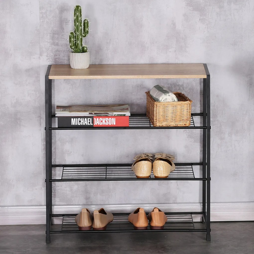 GD-414 OAK Leik, 4 polcos cipőtartó, 63 x 30 x 63,5 cm, 4 emelet