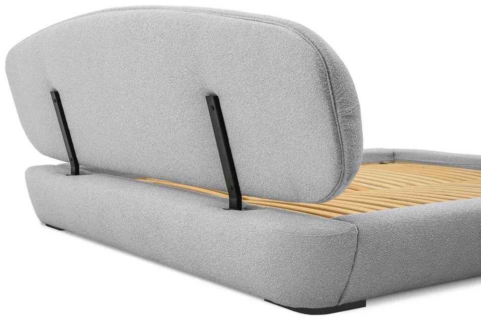 Szürke kárpitozott franciaágy ágyráccsal 160x200 cm Odette – Scandic