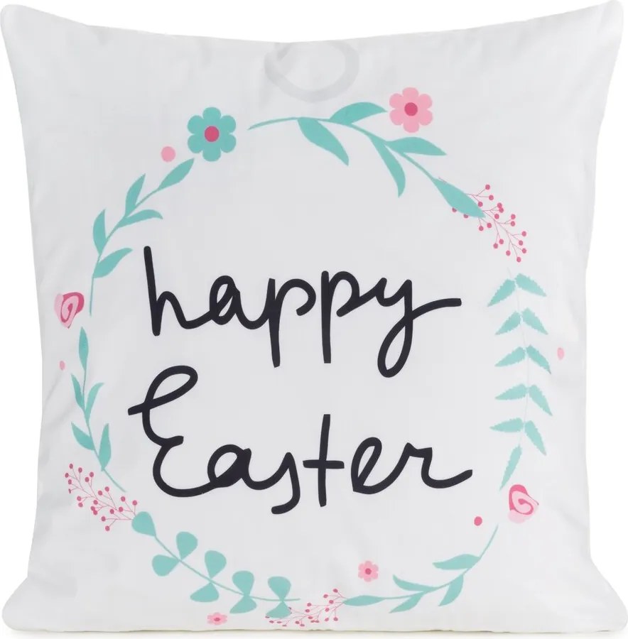 Dekoratív párnahuzat Tavasz 45x45 fehér kék pasztell virágok és levelek