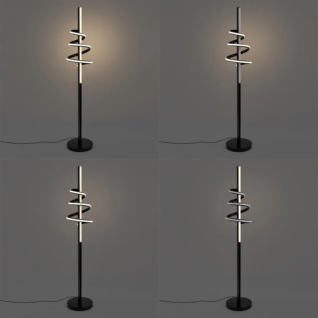 Design állólámpa fekete, dimmelhető LED-del és 3-állású kapcsolóval - Rolla