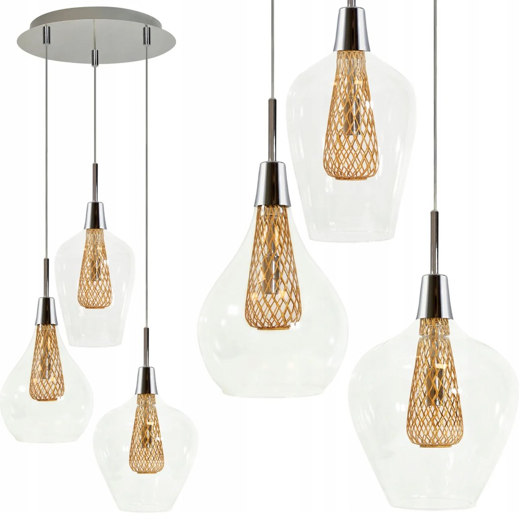 Led Mennyezeti Függő Lámpa Modern Csillár 3x G9 Átlátszó Arany