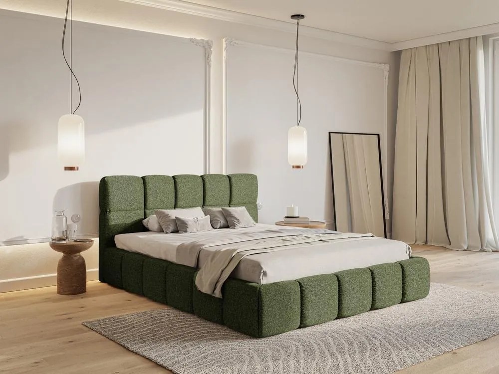 Franciaágy 160 cm Cirsten 160B (ágyráccsal) (oliva). 1099510