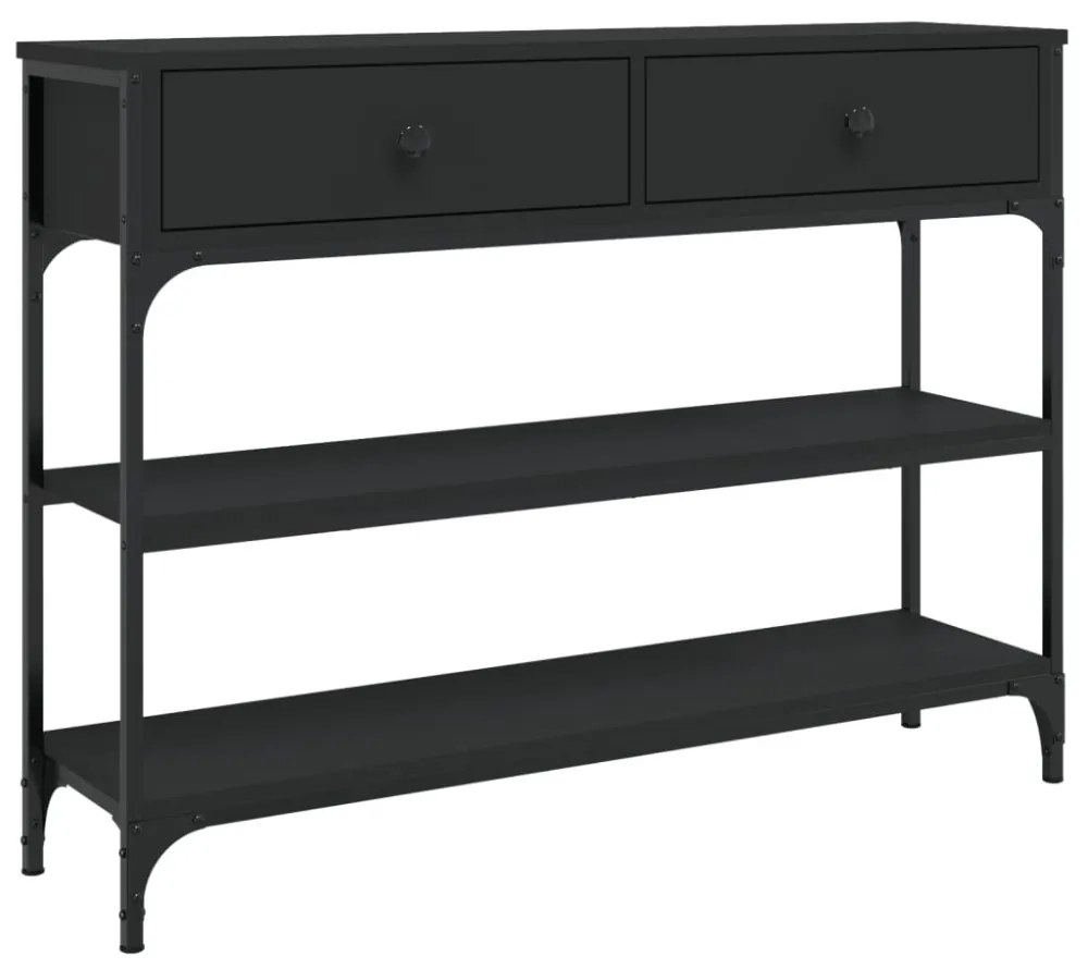 fekete szerelt fa tálalóasztal 100x25x75 cm