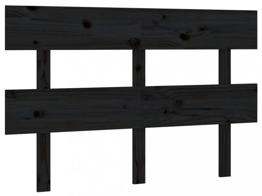 fekete tömör fenyőfa ágyfejtámla 124x3x81 cm