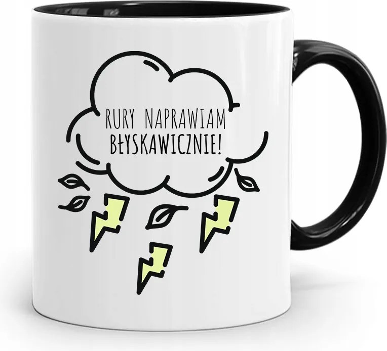 Fekete Bögre Ajándék Vízvezeték Szerelőnek Villámgyorsan, fényképes nyomattal