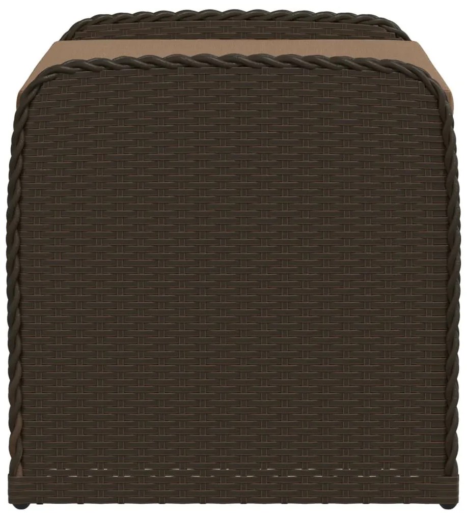 Barna polyrattan tárolópad párnával 80 x 51 x 52 cm