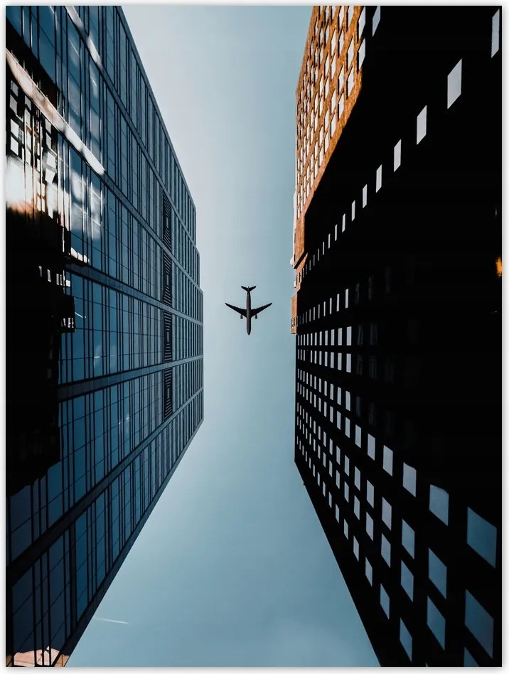 Poszterek 30x40 Repülőgép az épületek között