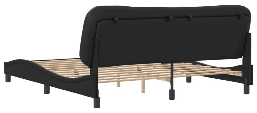 fekete műbőr ágykeret matrac nélkül Hvar 180x200 cm