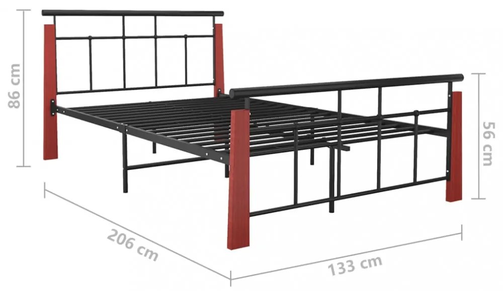 fém és tömör tölgyfa ágykeret 120 x 200 cm