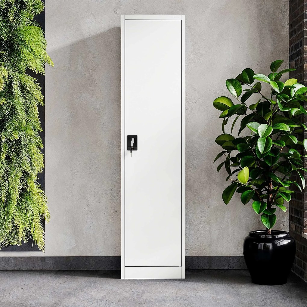 Fém iratszekrény ALEX, 450 x 1850 x 400 mm, fehér