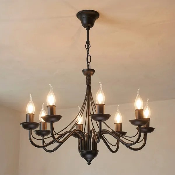 Láncos csillár ANTON 8xE14/60W/230V fekete