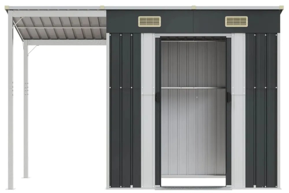 vidaXL antracitszürke fészer meghosszabbított tetővel 277x107x181 cm