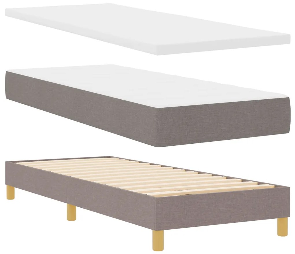 Boxspring Ágy Matracokkal - Taupe, 80x200 cm, Szövet