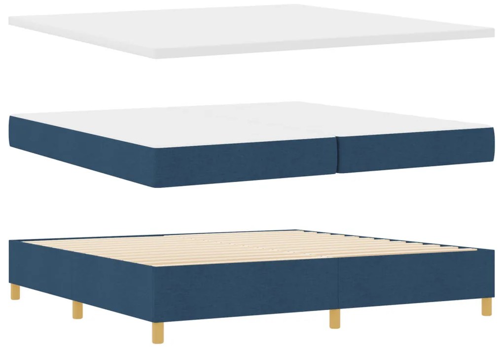 Boxspring Ágy Matraccal és Pad Blue 200x200 cm Szövet