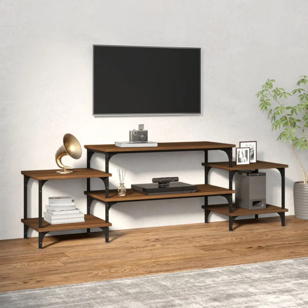 barna tölgyszínű szerelt fa TV-szekrény 157x35x52 cm
