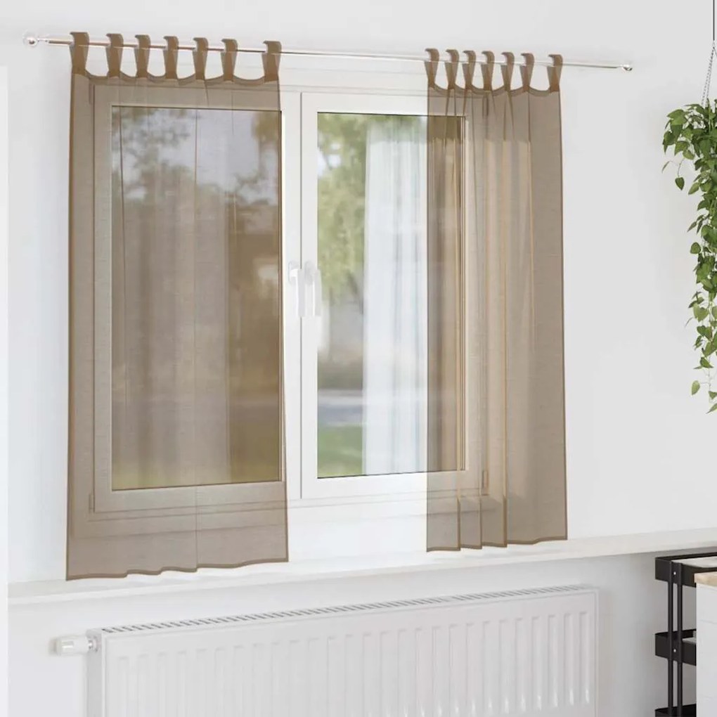 vidaXL 2 db világosbarna fátyolfüggönyök hurokkal 140x175 cm
