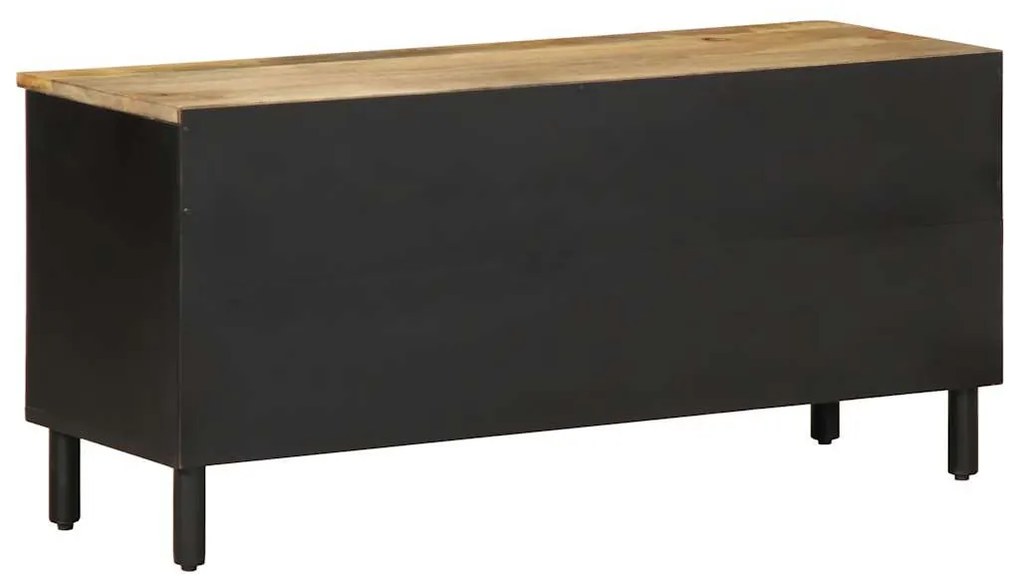 fekete tömör nyers mangófa TV-szekrény 100 x 33,5 x 46 cm