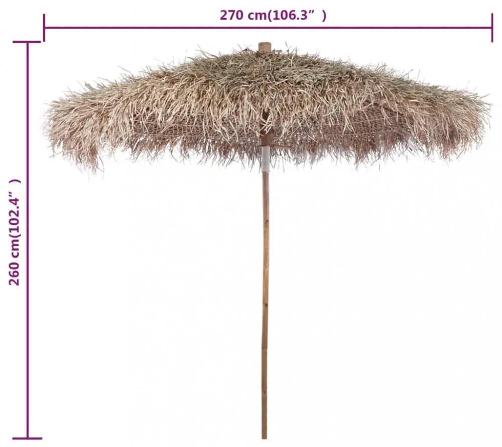 bambuszernyő banánlevél tetővel 270 cm