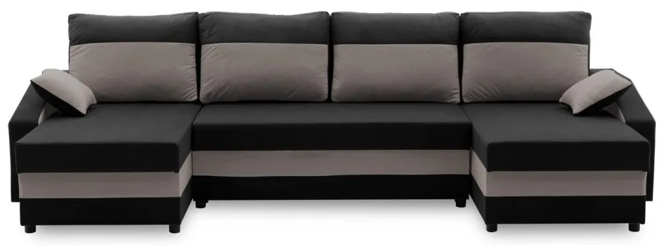 Sparta sarokkanapé, 1 ágyneműtartóval, szövet anyag, univerzális oldal, hab töltet, fekete - szürke