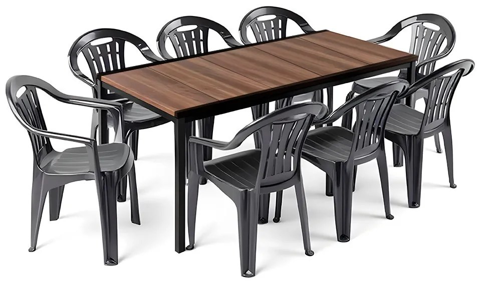 Rowen Large 8+1 kerti bútor garnitúra szett dió-grafit