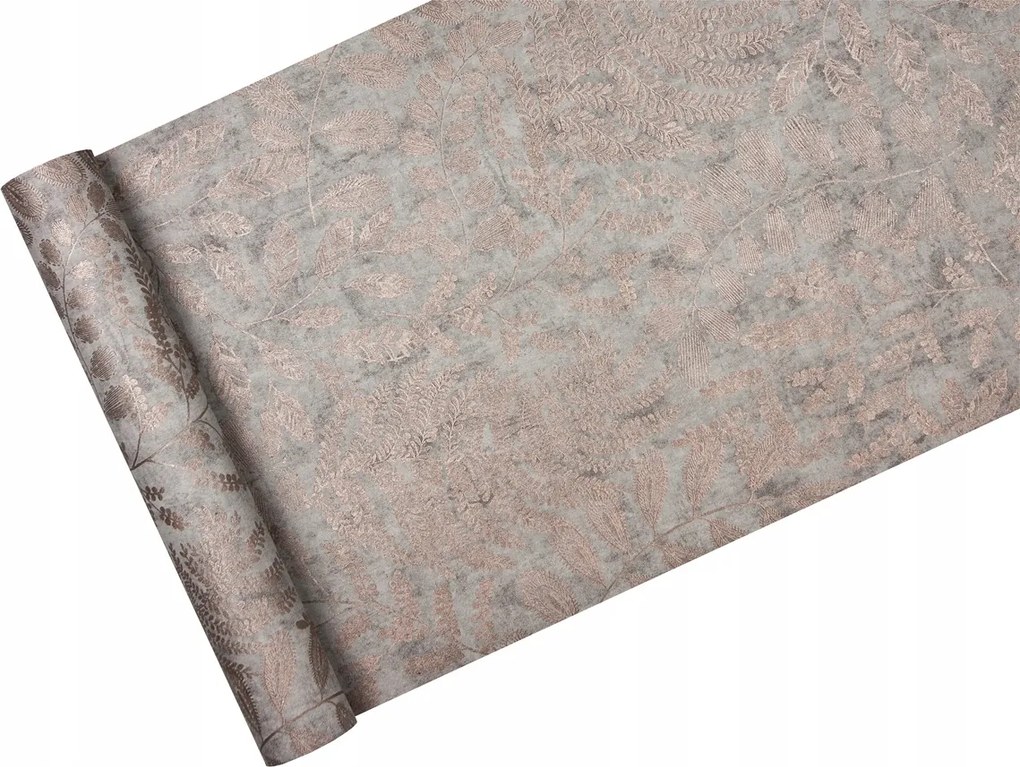 Réz Levelekkel Díszített tapéta koptatott betonon