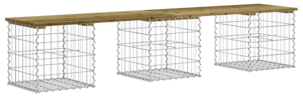 impregnált fenyőfa gabion kerti pad 203 x 44 x 42 cm