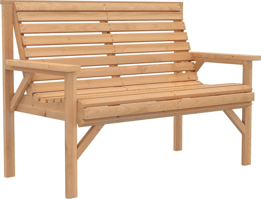 Outsunny 2 személyes fenyő kerti pad – lamellás, karfás és háttámlás, kertre, erkélyre, teraszra | Aosom