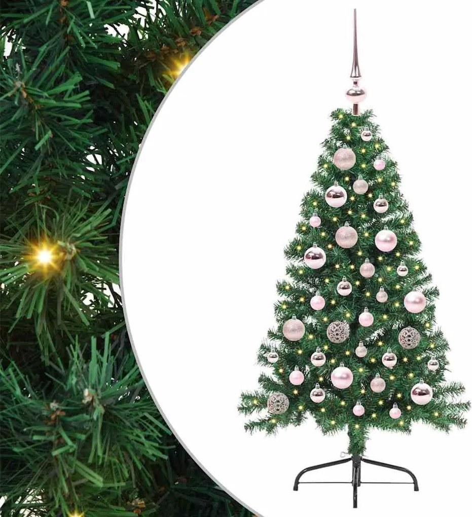 vidaXL Mesterséges, előre világított karácsonyi fa Zöld 120 cm PVC