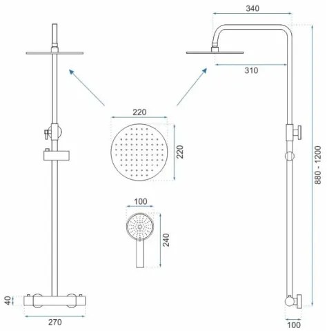 REA-P2323 - PAROT termosztátos zuhanyszett, szálcsiszolt arany kivitel