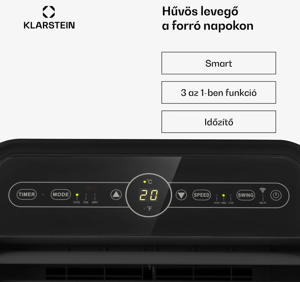 Klarstein Metrobreeze New York Smart 12k, mobil klíma, 12000 BTU / 3,5 kW, A energiaosztály, távirányító