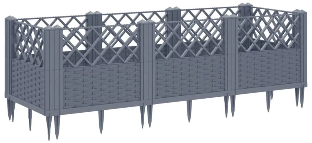 szürke PP kerti virágláda cövekekkel 123,5 x 43,5 x 43,5 cm