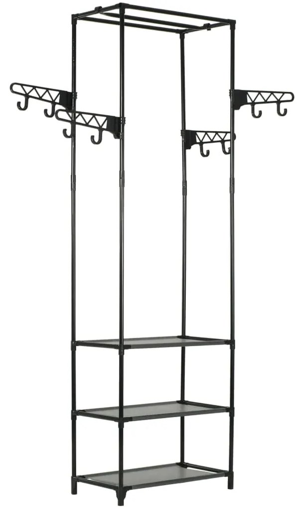 fekete acél/nemszőtt textília ruhaállvány 55 x 28,5 x 175 cm