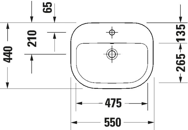 Duravit 24025500002 - Falra szerelhető D-CODE mosdó 55x44 cm kerámia/fényes fehér