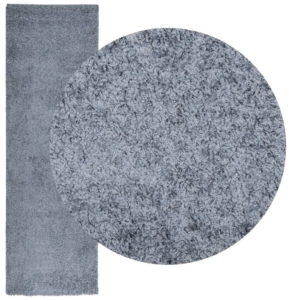 PAMPLONA kék magas szálú bolyhos modern szőnyeg 80 x 250 cm