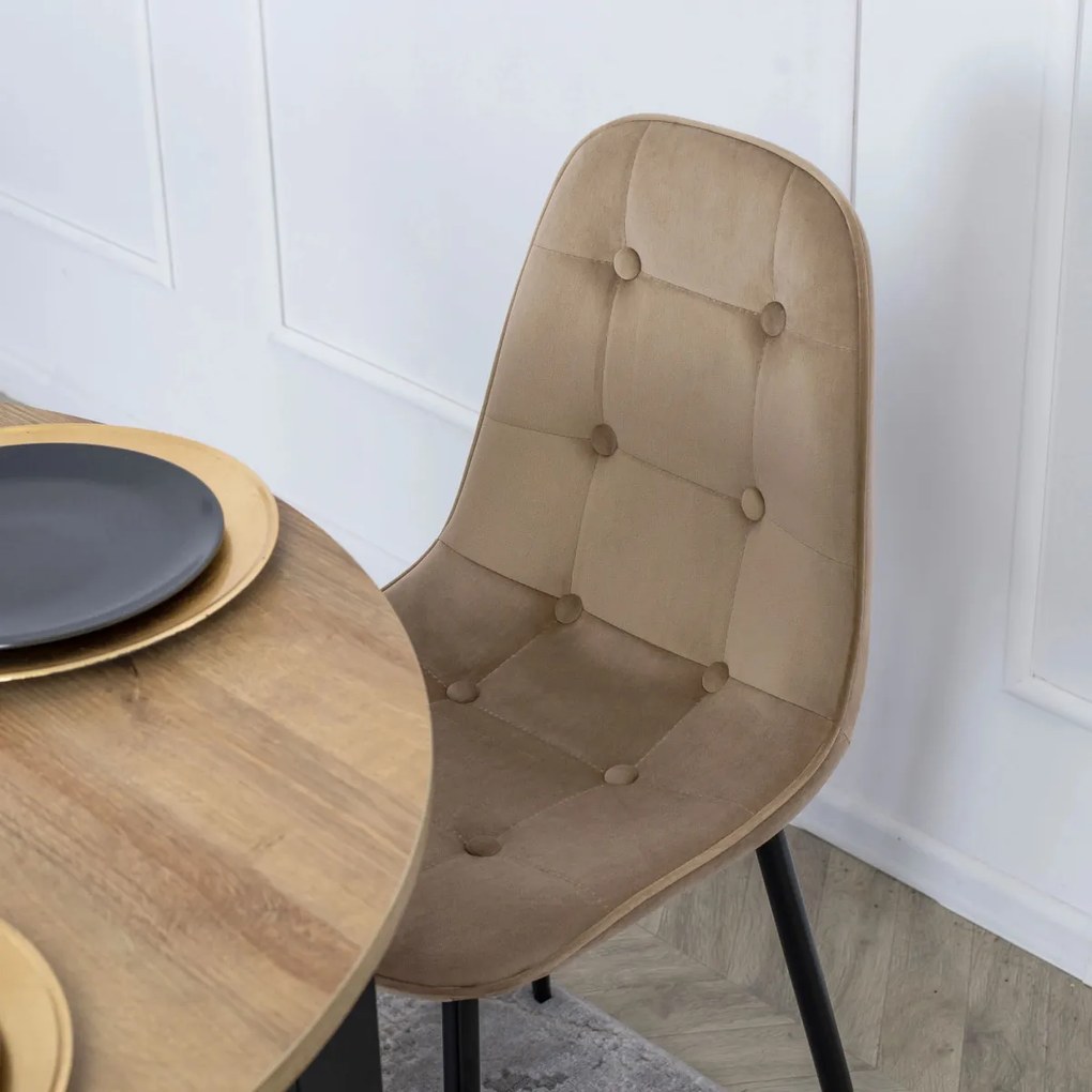 Étkezőgarnitúra 4 db. Bézs Bársony Aris székkel. Bővíthető asztal HARRY 102-142 cm